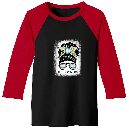 Sport Rugby Mom Messy Bun Hair Player Mom Mothers Day 1 Baseball Tees