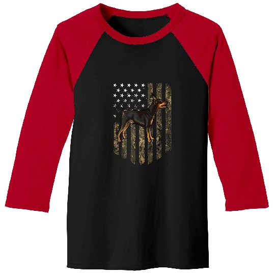Miniature Pinscher Pet Camo American Flag Miniature Pinscher 4th Of July USA Baseball Tees