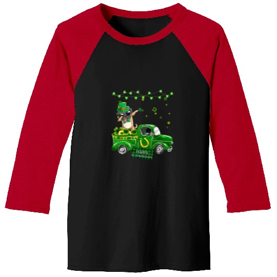 Pug Pet Dog Dabbings Riding Truck Green Fun Happy St Patrick Day 20 Baseball Tees