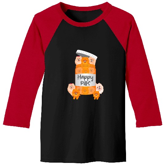 Pomeranian Pet Happy Pills Pomeranian Dog Lover Animal Puppy Baseball Tees
