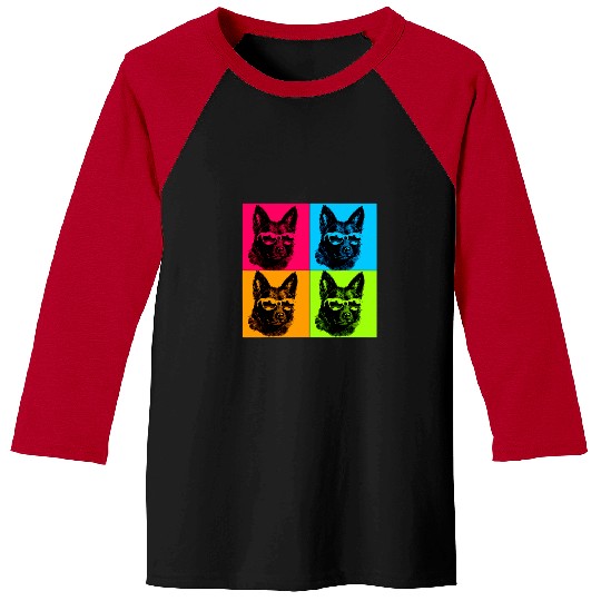 Elkhound Pet Dog Pop Art Design Illustration Colorful Baseball Tees