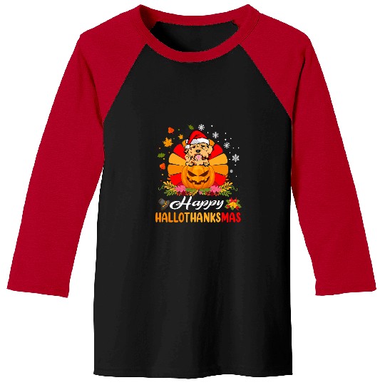 Cockapoo Pet Hallothanksmas Halloween Thanksgiving Christmas Baseball Tees