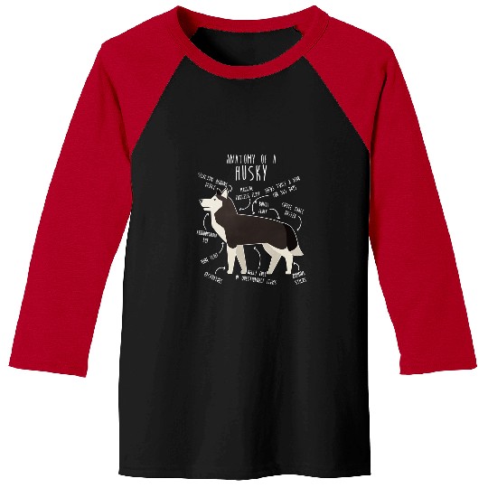Husky Pet Black and White Siberian Husky Dog Anatomy Funny Pet Mom Dad Baseball Tees