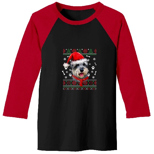 Schnauzer Pet Ugly Sweater Christmas Miniature Schnauzer Santa Hat Pajama Baseball Tees