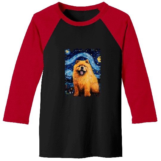 Chow Chow Pet Starry Night Painting Dog Mom Dad Baseball Tees