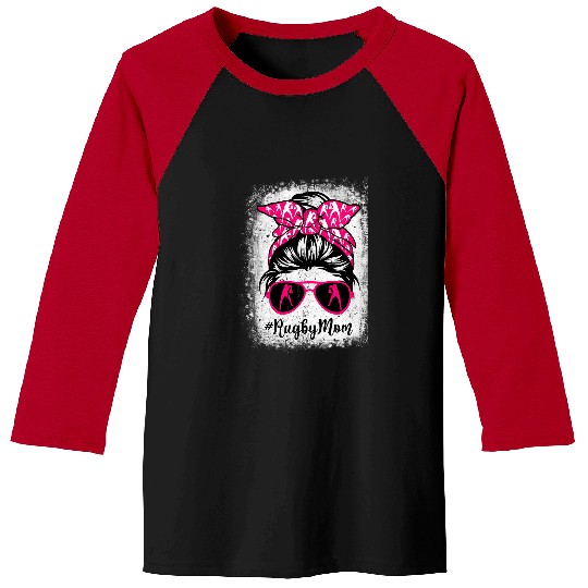 Sport Rugby Mom Leopard Messy Bun Sport Lover Mothers Day 1 Baseball Tees