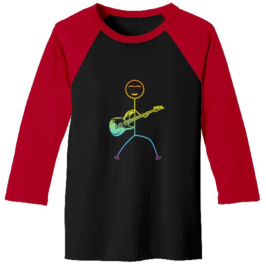 Funny Guitar Bass Guitar Player Stick Figure Funny Baseball Tees