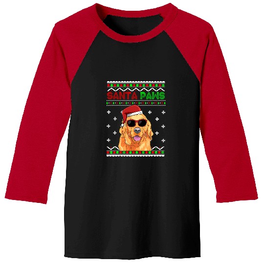 Golden Retriever Pet Funny Goldie Santa Paws Christmas 238 Baseball Tees