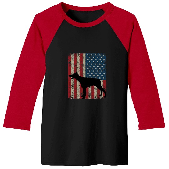 Doberman Pet Pinscher Dog vintages American Flag 4th Of July Baseball Tees