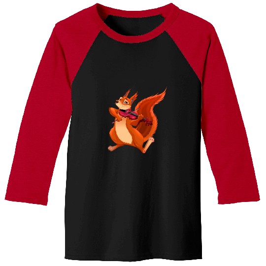 Funny Violin Squirrel Lover Plays Violin Funny Violinist Gift Classic Music Baseball Tees