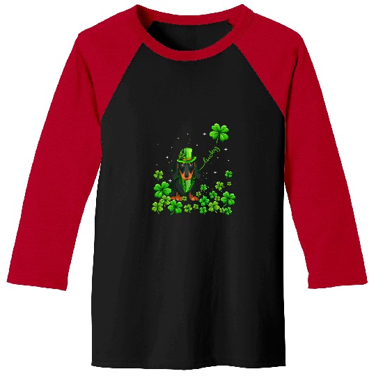 Dachshund Pet Irish Green Shamrock Clover St Patricks Baseball Tees