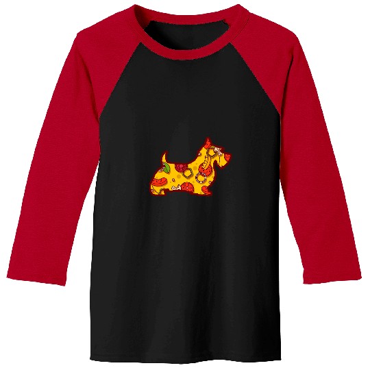 Scottish Terrier Pet Pizza Dog Funny Pizza Baseball Tees
