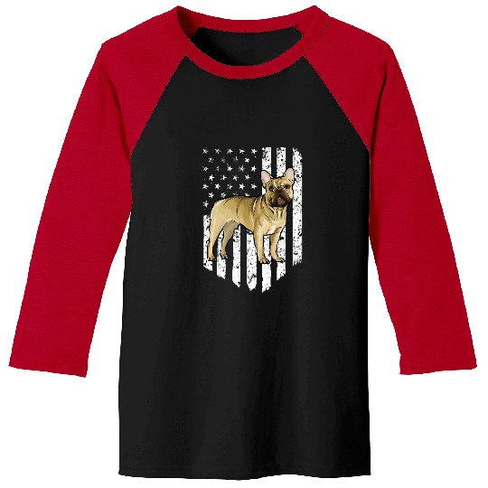French Bulldog Pet Black White American Flag French Bulldog 4th Of July USA Baseball Tees