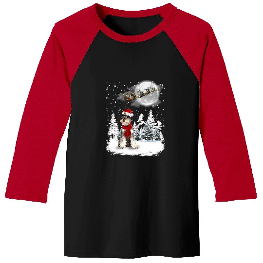 Schnauzer Pet Under Moonlight Snow Christmas Pajama 5 Baseball Tees