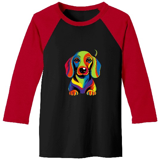 Dachshund Pet Weiner Dog Lover Cute Colorful Puppy Art Baseball Tees