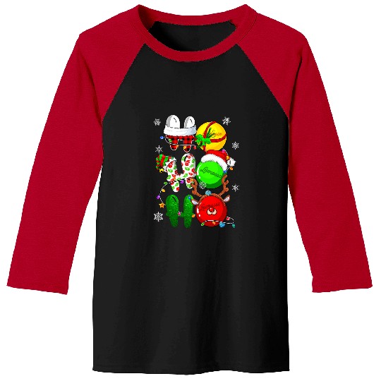 Sport Lacrosse Gift Christmas Ho Ho Ho Lacrosse Lover Santa Reindeer Elf Xmas Baseball Tees