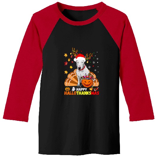 Bull Terrier Pet Happy Hallothanksmas Ugly Christmas Baseball Tees