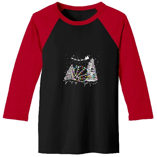 Funny Basketball Christmas Light Tree Basketball Coach Baseball Tees