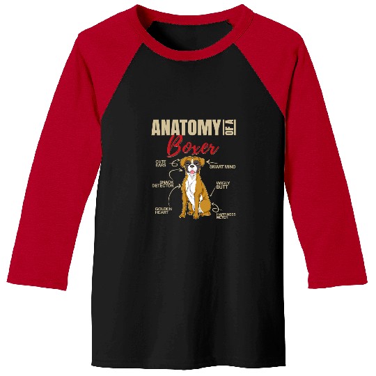 Boxer Pet Anatomy of a Boxer Funny Boxer 90 Baseball Tees