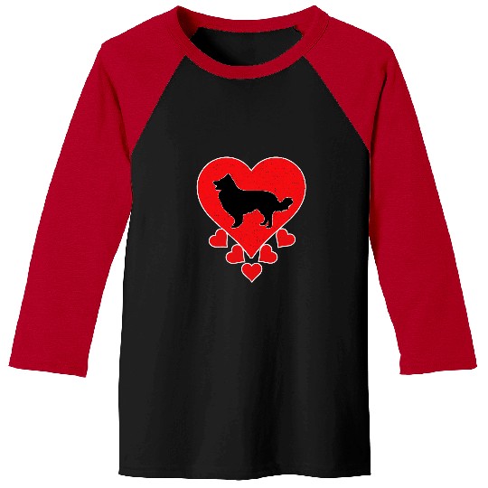 Border Collie Pet Lover Valentines Day Baseball Tees