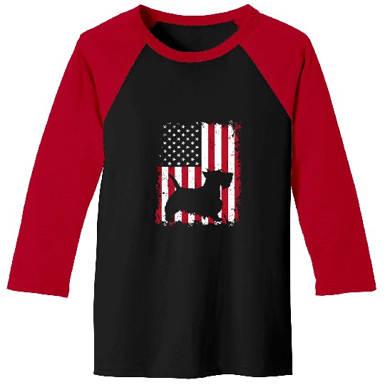 Scottish Terrier Pet USA Flag Patriotic 4th of July 722 Baseball Tees