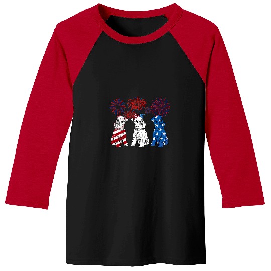Schnauzer Pet USA Flag Cute Puppy 4th Of July Firework Baseball Tees