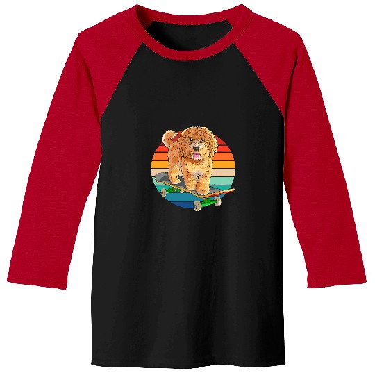 Labradoodle Pet Funny Skateboarding Dog Skateboarder Baseball Tees