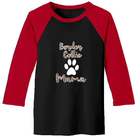 Border Collie Pet Womens Border Collie Mama Leopard Style Border Collie Mom Baseball Tees
