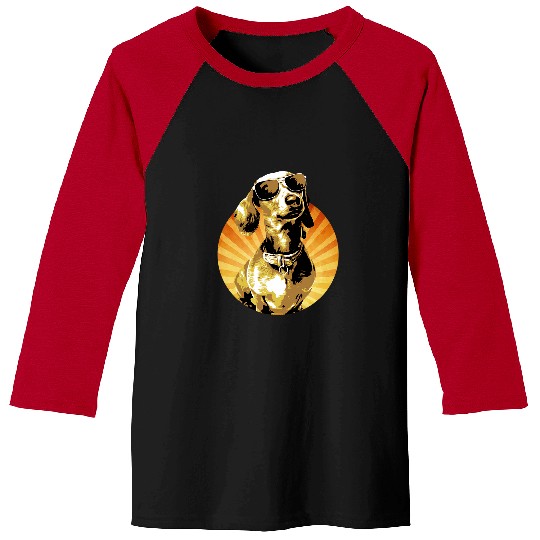 Dachshund Pet Retro Dachshund with pilot sunglasses vintages illustration 1 Baseball Tees