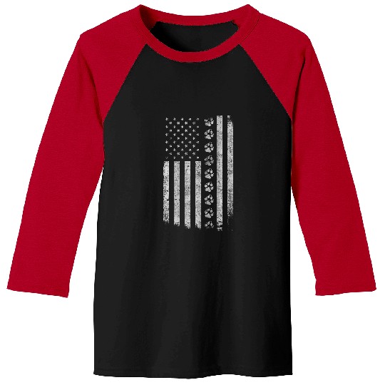 K9 Pet Dog Paw American Flag Police Military K9 DESIGN ON BACK Baseball Tees