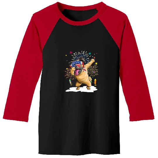 Pug Pet Dabbings Pug American Flag Fireworks 4th of July Dog Lovers 35 Baseball Tees