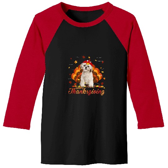 Shih Tzu Pet Happy Thanksgiving Turkey Dog Crispy Leaf Baseball Tees