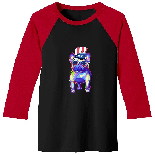 French Bulldog Pet Splash Frenchie American French Bulldog Dog 4th Of July Baseball Tees