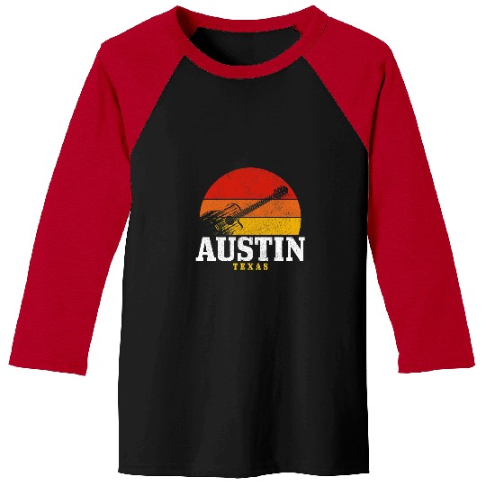 Funny Guitar Austin Texas Guitar Country Music Folk Jazz vintages Guitarist Baseball Tees