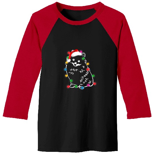 Pomeranian Pet Lights Christmas Matching Family Baseball Tees