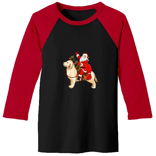 Golden Retriever Pet xmass Matching Funny Santa Riding Golden Retriever Christmas 189 Baseball Tees
