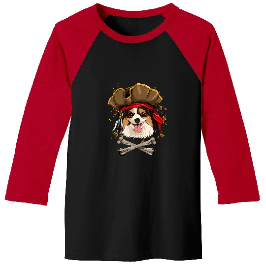 Papillon Pet Pirate Jolly Roger Flag Crossbones Baseball Tees