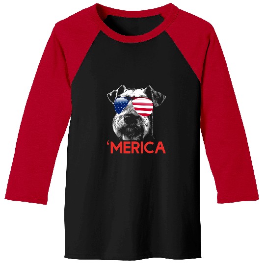 Airedale Terrier Pet Merica Airedale Terrier American Flag 4th of July Dog Baseball Tees