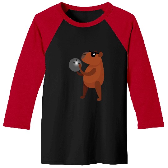 capybaras Mammal Bowling Gift Funny capybaras Wearing Sunglasses Tenpin Bowling Baseball Tees