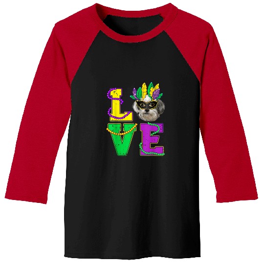 Shih Tzu Pet I Love Puppy Mardi Gras Men Women Kids Baseball Tees