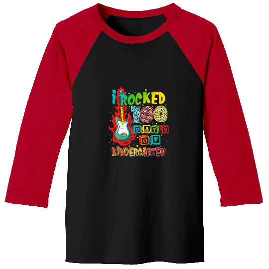 Funny Guitar Lover i rocked 100 days of kindergarten 100th day school Baseball Tees