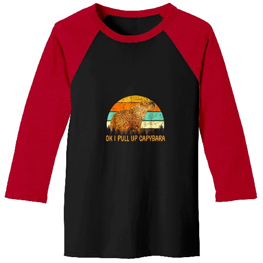 capybaras Mammal Retro Ok I Pull Up capybaras Funny capybaras Lover Baseball Tees