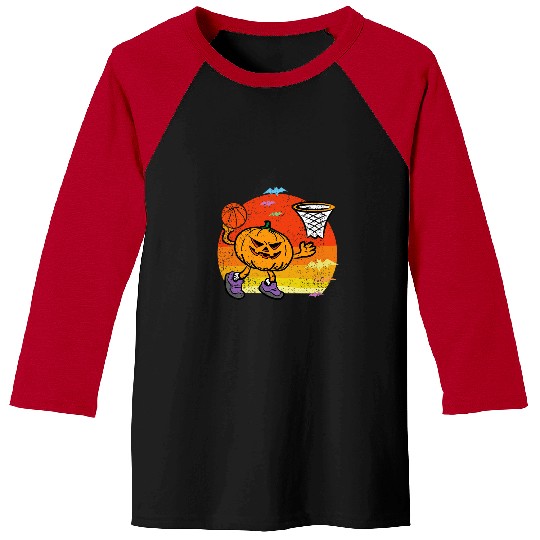 Sport Basketball Pumpkin Basketball Player Halloween Costume Jack O Lantern Baseball Tees