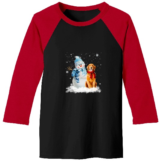 Golden Retriever Pet Christmas Snowman Christmas Pajama Baseball Tees