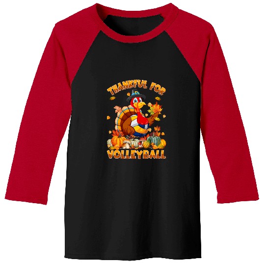Sport Volleyball Ball Turkey Thanksgiving Day Funny Sport Lover Baseball Tees
