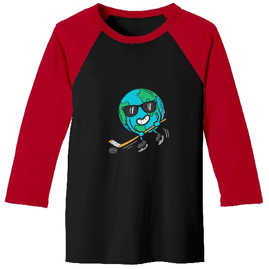 Sport Hockey Earth Playing Ice Hockey Earth Day Sports Men Boys Kids Baseball Tees