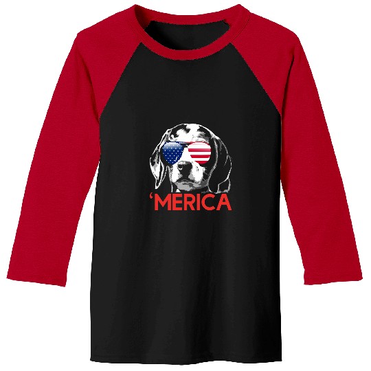 Beagle Pet Merica Beagle American Flag 4th of July 164 Baseball Tees
