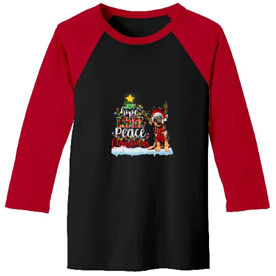 German Shepherd Pet Santa Hat Reindeer Costume Christmas Light Baseball Tees