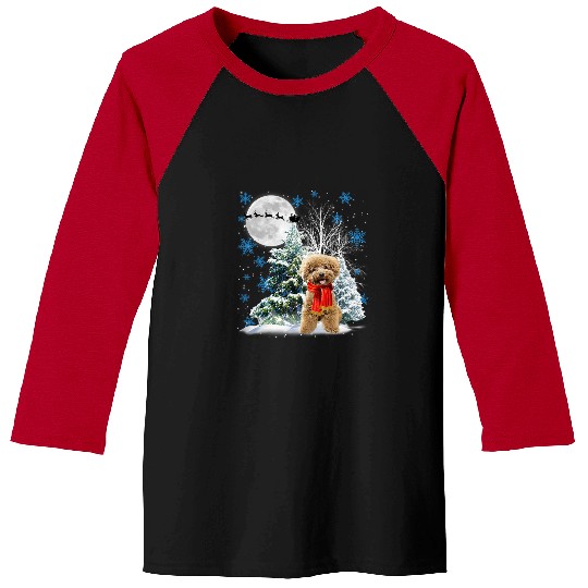 Poodle Pet Under Moonlight Snow Christmas Pajama 70 Baseball Tees