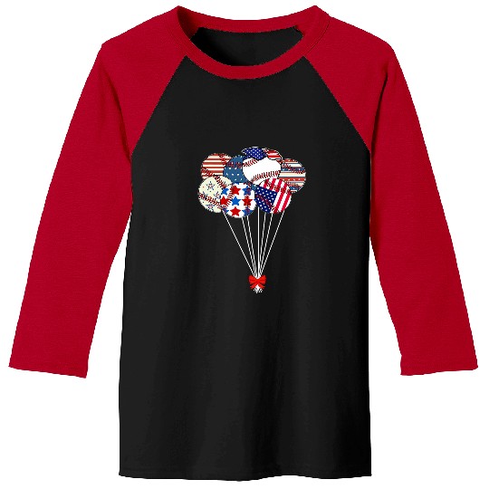 Sport Baseball 4th Of July Baseball Player American Flag Balloons 6 Baseball Tees